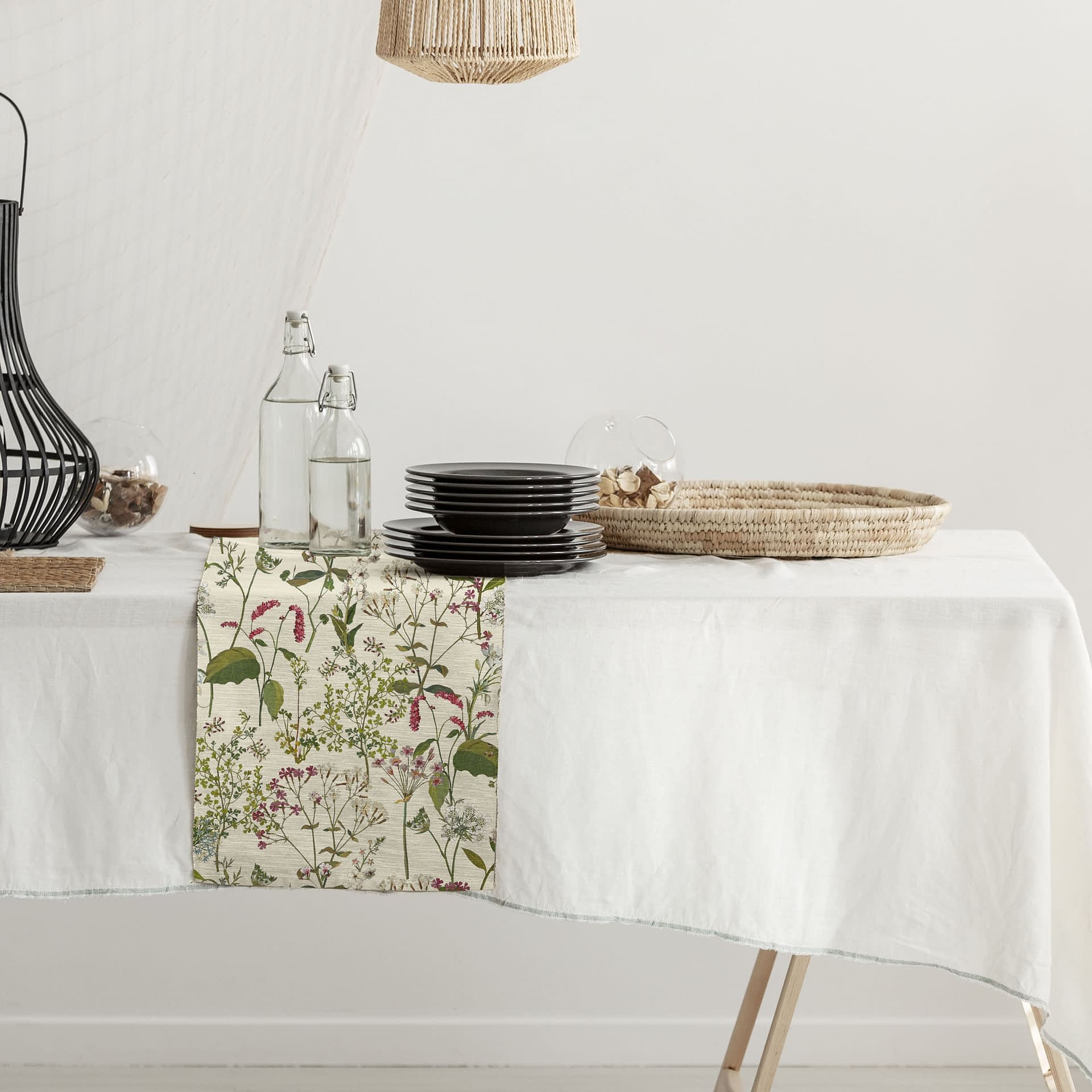 Waterproof Table Runner Welsh Meadow Cream Celina Digby